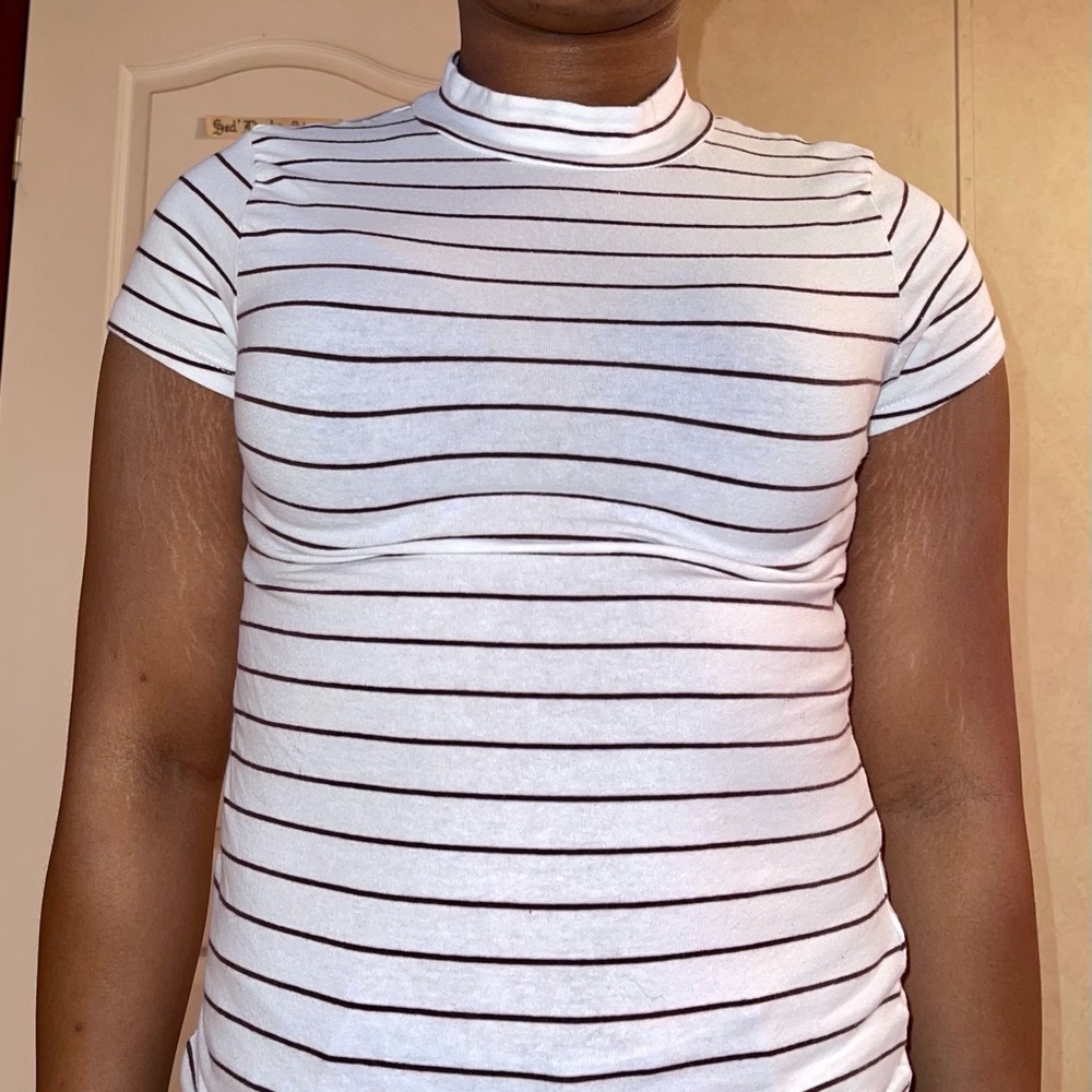Brown and white turtleneck